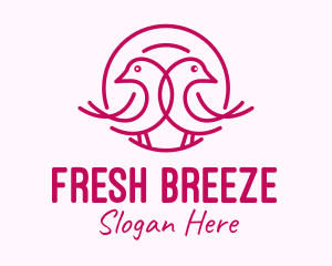 Pink Monoline Lovebird  logo design