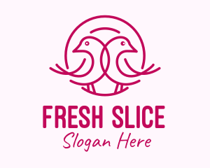 Pink Monoline Lovebird  logo design