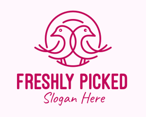 Pink Monoline Lovebird  logo design