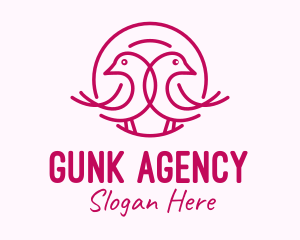 Pink Monoline Lovebird  logo design