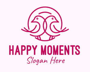 Pink Monoline Lovebird  logo design