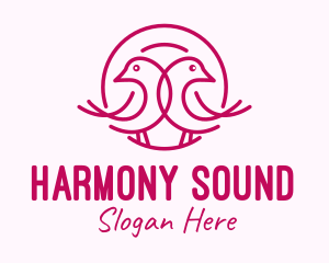 Pink Monoline Lovebird  logo design