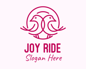 Pink Monoline Lovebird  logo design