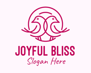 Pink Monoline Lovebird  logo design