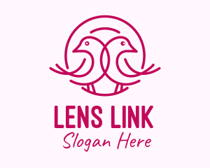 Pink Monoline Lovebird  logo design