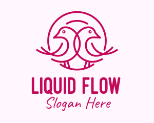 Pink Monoline Lovebird  logo design