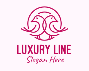 Pink Monoline Lovebird  logo design