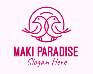 Pink Monoline Lovebird  logo design