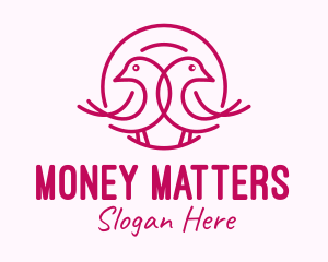 Pink Monoline Lovebird  logo design