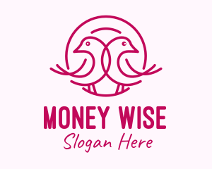 Pink Monoline Lovebird  logo design