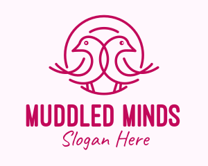 Pink Monoline Lovebird  logo design