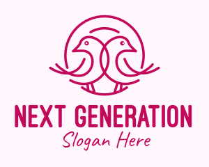 Pink Monoline Lovebird  logo design