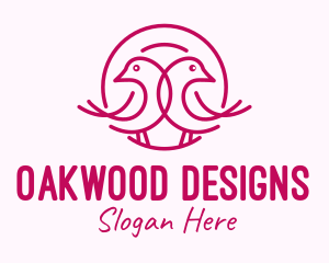 Pink Monoline Lovebird  logo design