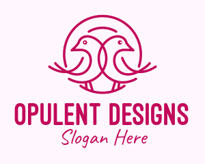 Pink Monoline Lovebird  logo design