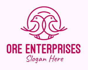 Pink Monoline Lovebird  logo design