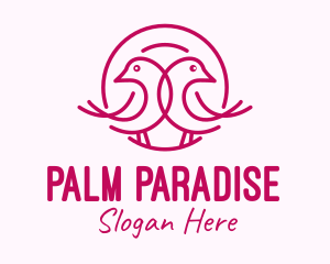 Pink Monoline Lovebird  logo design