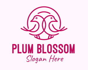 Pink Monoline Lovebird  logo design