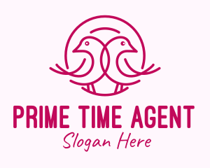 Pink Monoline Lovebird  logo design