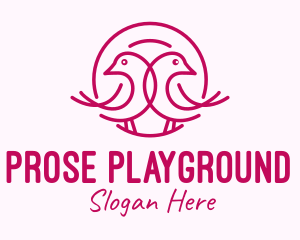 Pink Monoline Lovebird  logo design