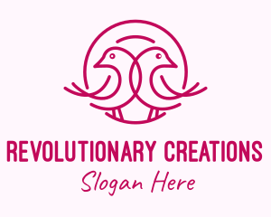 Pink Monoline Lovebird  logo design