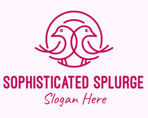 Pink Monoline Lovebird  logo design