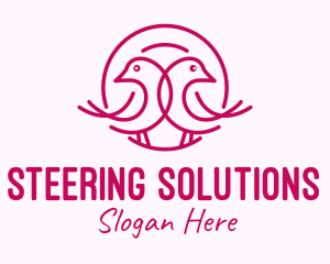 Pink Monoline Lovebird  logo design