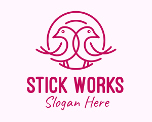 Pink Monoline Lovebird  logo design