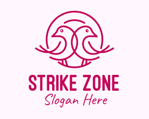 Pink Monoline Lovebird  logo design