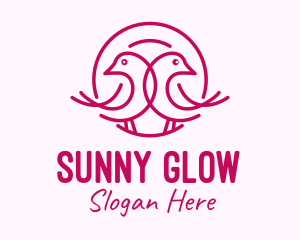 Pink Monoline Lovebird  logo design