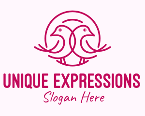 Pink Monoline Lovebird  logo design