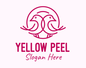 Pink Monoline Lovebird  logo design