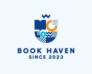 Geometric Book Shield logo design