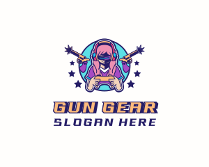 Girl Gun Game Controller logo design