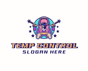 Girl Gun Game Controller logo design