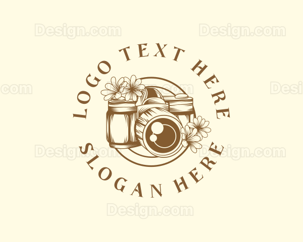 Retro Floral Camera Logo