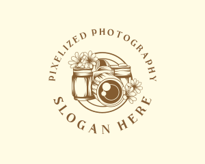 Retro Floral Camera logo design