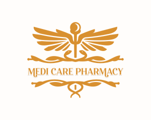 Pharmacy Clinic Caduceus logo design