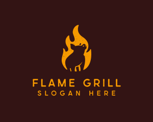 Flame Pig Barbecue Grill logo design