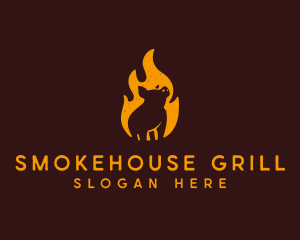 Flame Pig Barbecue Grill logo design