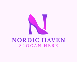 Purple Heels Letter N logo design