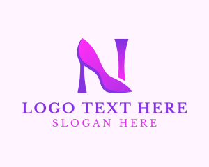 Fashionista - Purple Heels Letter N logo design