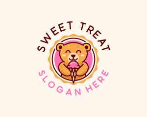 Bear Ice Cream Dessert logo design