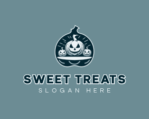 Pumpkin Scary Halloween logo design