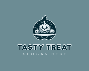 Pumpkin Scary Halloween logo design