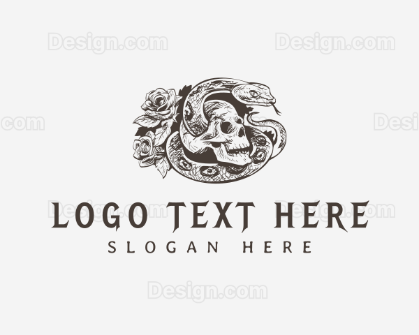 Snake Skull Roses Logo