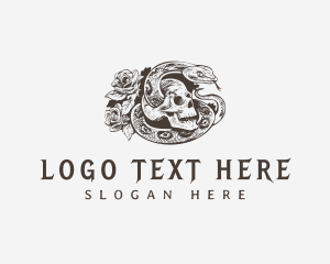 Snake Skull Roses logo