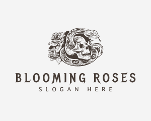 Snake Skull Roses logo design