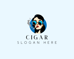 Smoking Lady Cigarette logo design