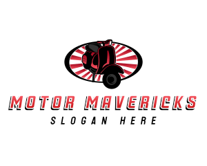 Motorcycle Vehicle Sunburst logo design