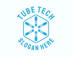 Test Tube Centrifuge Hexagon logo design